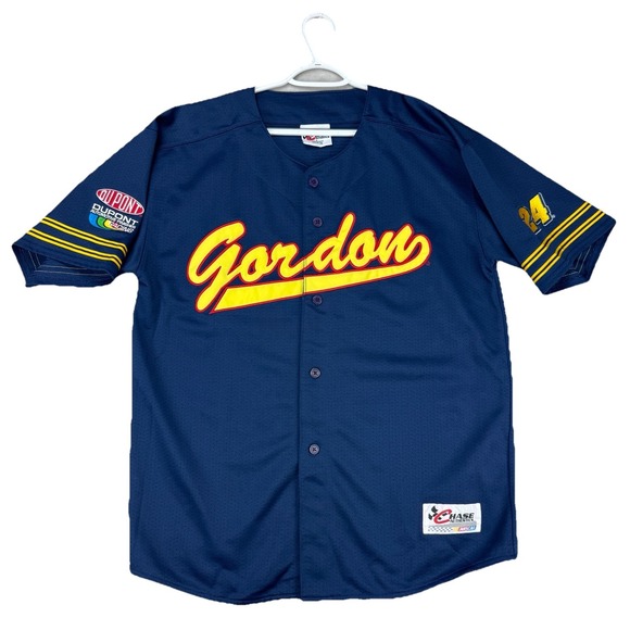 VTG 90s 00s Jeff Gordan Nascar Chase Dupont Racing Baseball Jersey Shirt Large